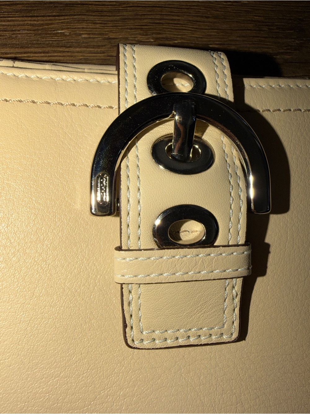Vintage Coach SoHo Wallet Cream Tan Leather Silver buckle NEW deadstock - Picture 8 of 12